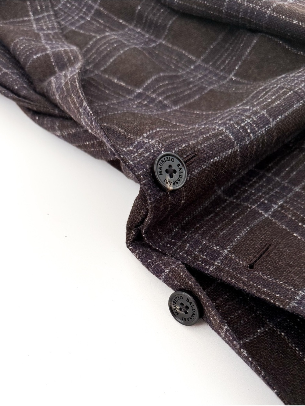 New Maurizio Baldassari Italian Wool Plaid Sport Coat Blazer Men's Brown Blue 40 - Picture 13 of 15
